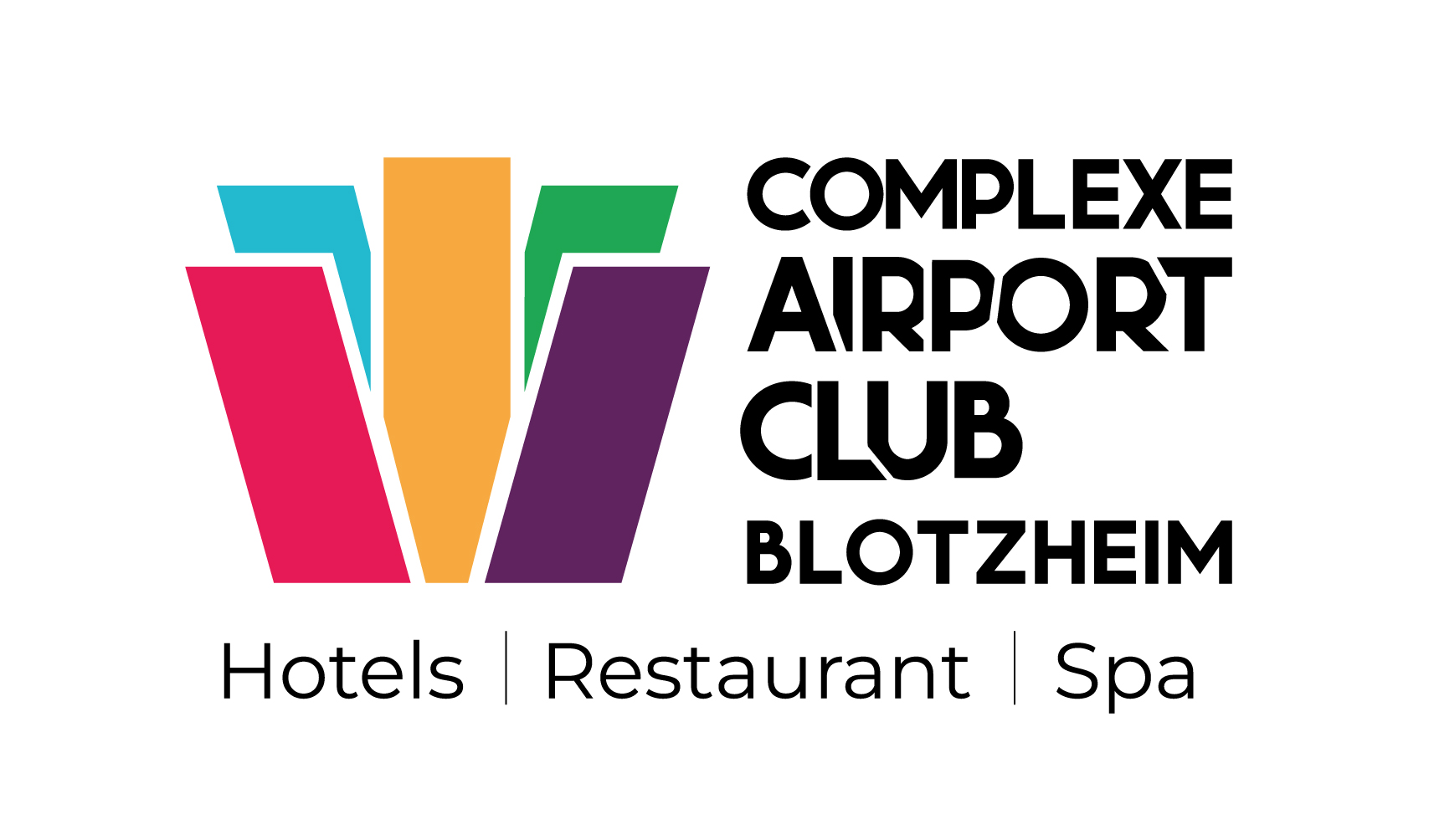 logo resort complexe airport club blotzheim rouge aparthotel adagio violet hotel mercure orange restaurant envol vert residence seniors caravelle bleu spa terres d'ailleurs